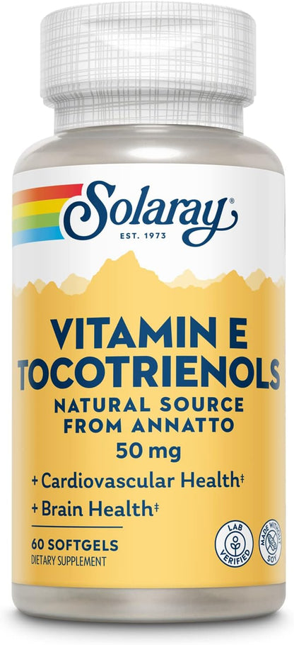 SOLARAY Vitamin E Tocotrienols 50mg | Antioxidant & Immune Support | Soy Free | 50 Capsules