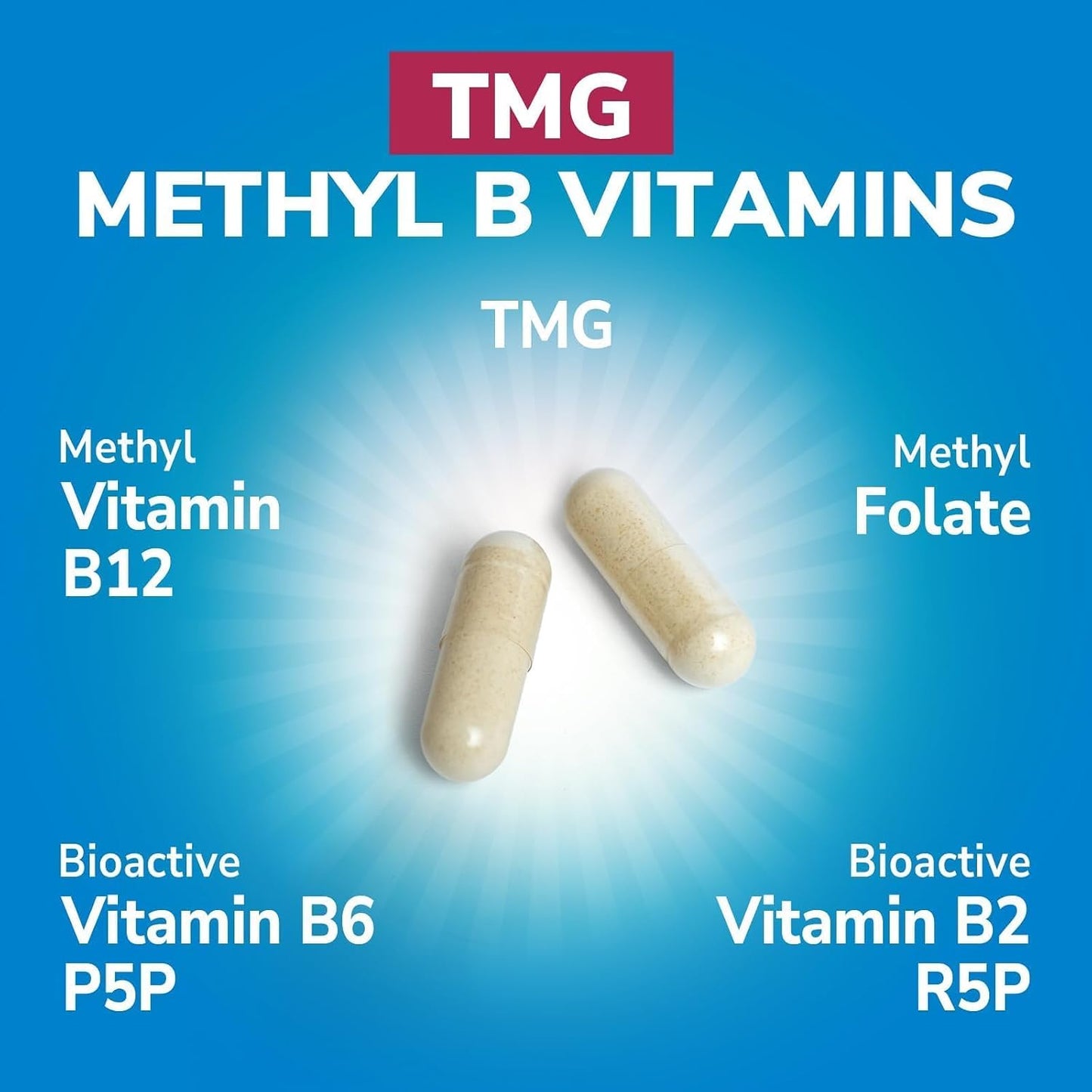 Vitalibre TMG Methyl B Complex – 5-MTHF Folate, B12 Methylcobalamin, TMG Trimethylglycine, 120 Vegan Capsules - görsel 3