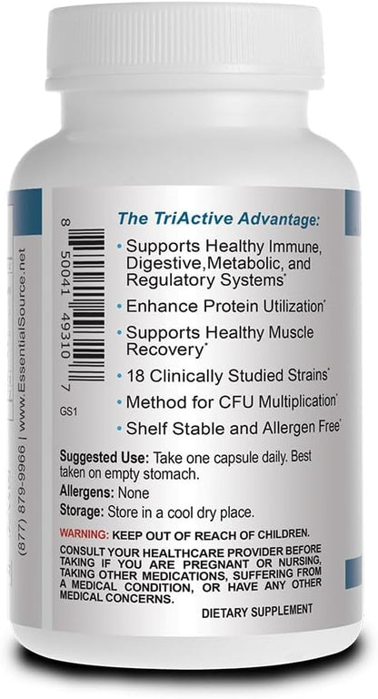 Essential Source TriActive Biotics for Men - Probiotic Capsules, 30 Billion CFU with Prebiotics & Blue Spirulina, 30 Capsules