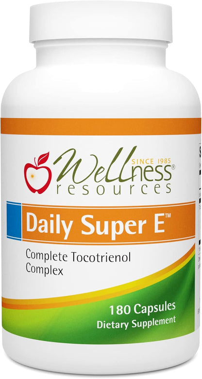 Wellness Resources Daily Super E Tocotrienol Complex - Full Spectrum Vitamin E with Delta, Gamma & Alpha Tocotrienols for Antioxidant Protection, Soya-Free, Natural Source (180 Capsules)
