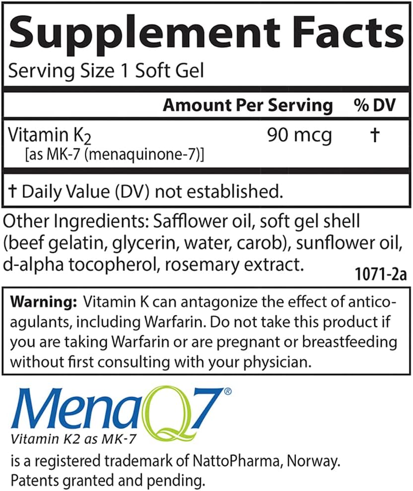 Carlson Vitamin K2 MK-7 (Menaquinone), 90 µg, Bone Support, 60 Softgels - görsel 4