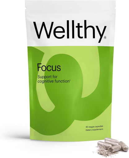 Wellthy Focus - Cognitive Function, Focus, and Memory Supplement for Mental Clarity (30 Days)