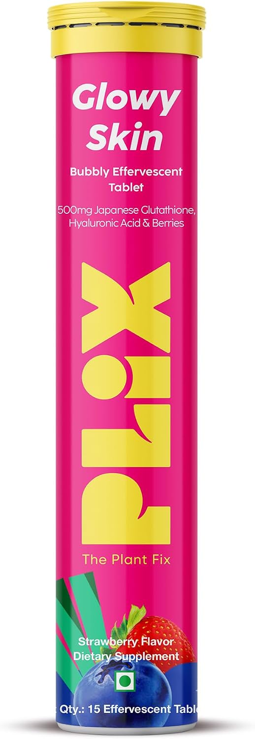 PLIX Glowy Skin 500mg Glutathione Supplement with Hyaluronic Acid, Vitamin E & Berries | 90 Effervescent Tablets, Strawberry Flavour - görsel 2