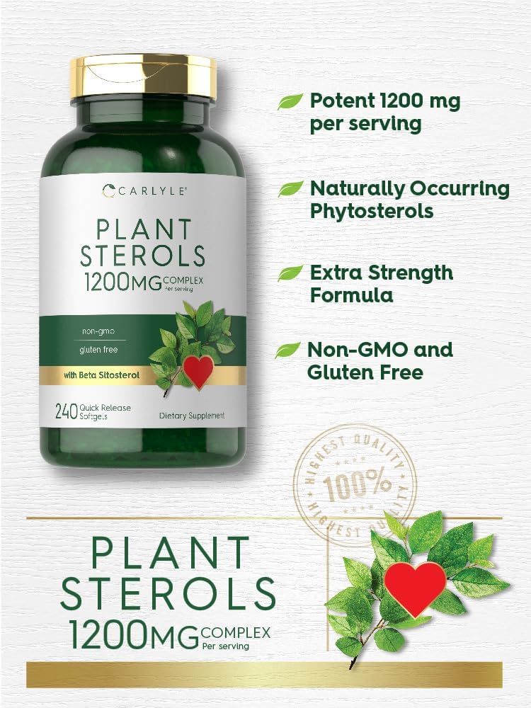 Carlyle Plant Sterols 1200 mg | 240 Ultra Potent Soft Gel Capsules | Non-GMO and Gluten-free Supplement | with Beta Sitosterol - görsel 4