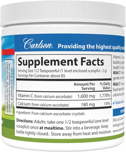 Carlson - Mild-C, Vitamin C Powder, Supports Normal Immune Function, 6 oz (170 g)