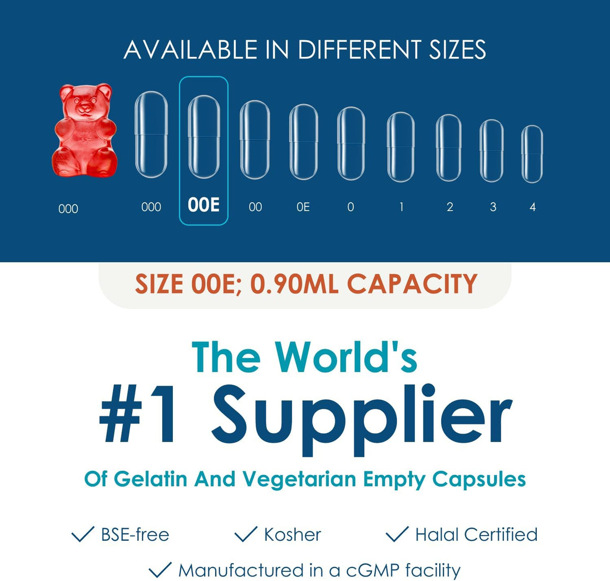 Capsuline Size 00 Empty Gelatine Capsules – Clear, 1000 Count | Kosher, Non-GMO, Gluten-Free - görsel 6