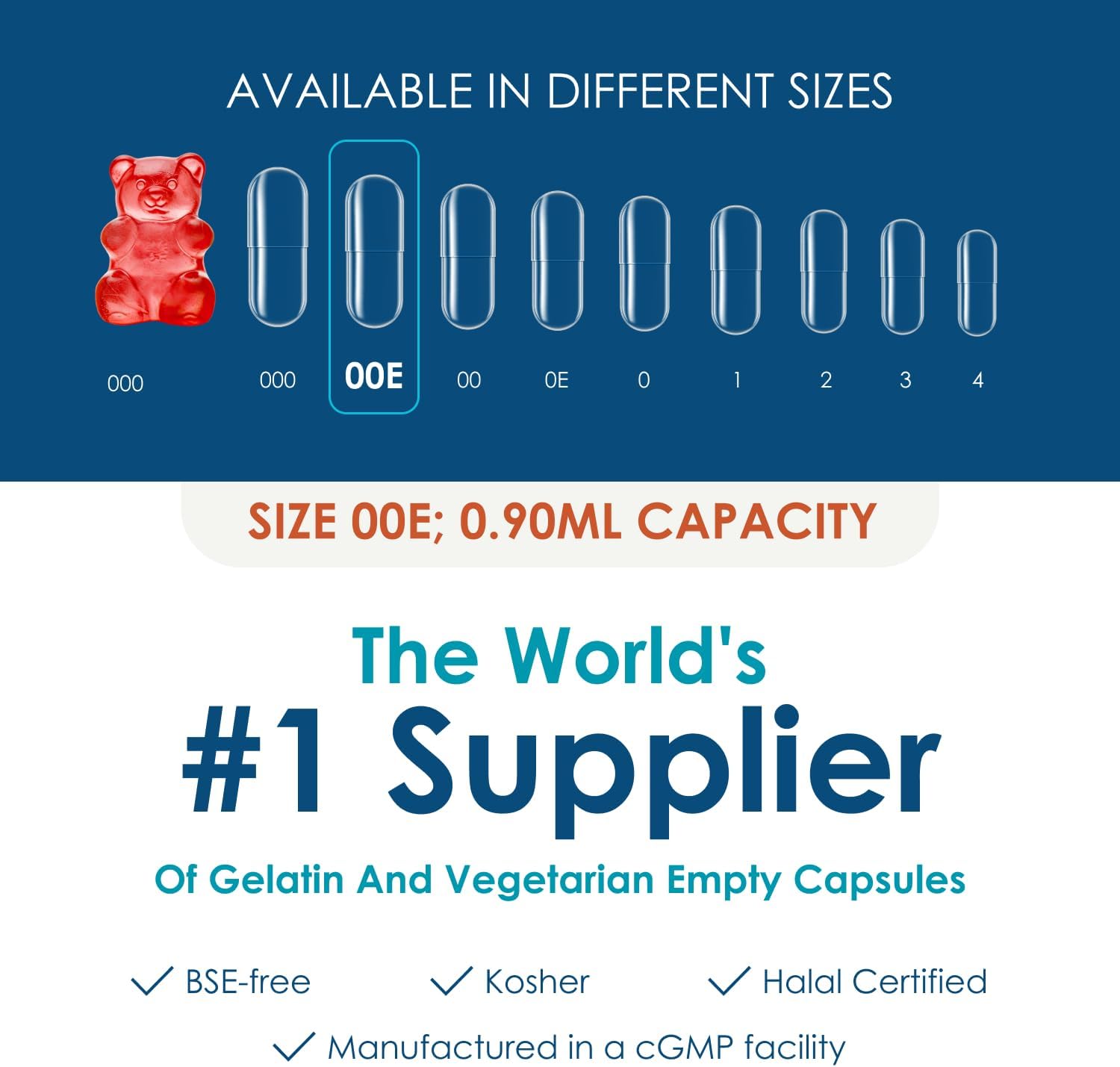 Capsuline Size 00 Empty Gelatine Capsules – Clear, 1000 Count | Kosher, Non-GMO, Gluten-Free - görsel 6