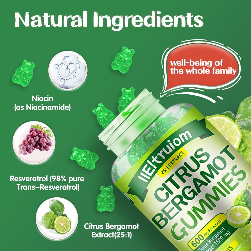IIEltruiom Citrus Bergamot 1500mg Gummies with Resveratrol & Niacin - görsel 2
