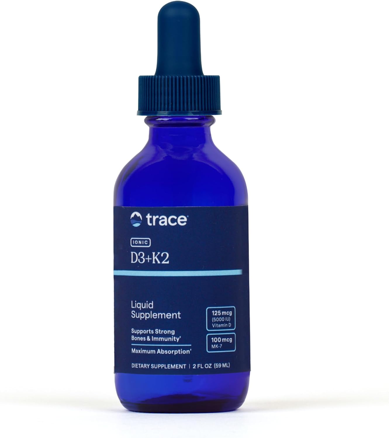 Trace Minerals Liquid Ionic Vitamin D3 + K2 - 125 mcg (5,000 IU) D3, 100 mcg K2, Concentrated Food Supplement, 2 fl oz (296 Servings) - görsel 1