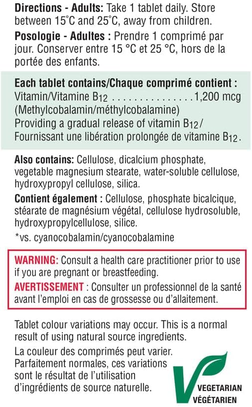 Jamieson Vitamin B12 (Cobalamin) 1200 mcg, Timed Release, 80 Tablets - görsel 6