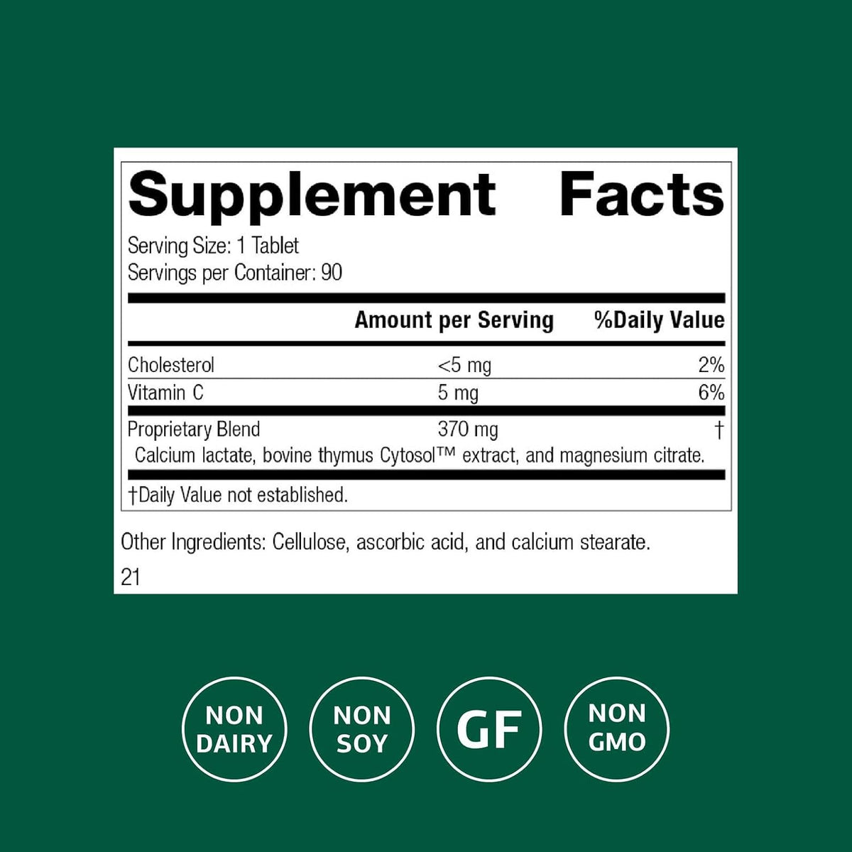 Standard Process Thymex - Cytosol Extract Food Supplement for Immune Health - 90 Tablets - görsel 2