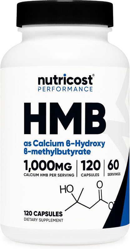 Nutricost HMB (Beta-Hydroxy Beta-Methylbutyrate) 1000mg, 120 Capsules
