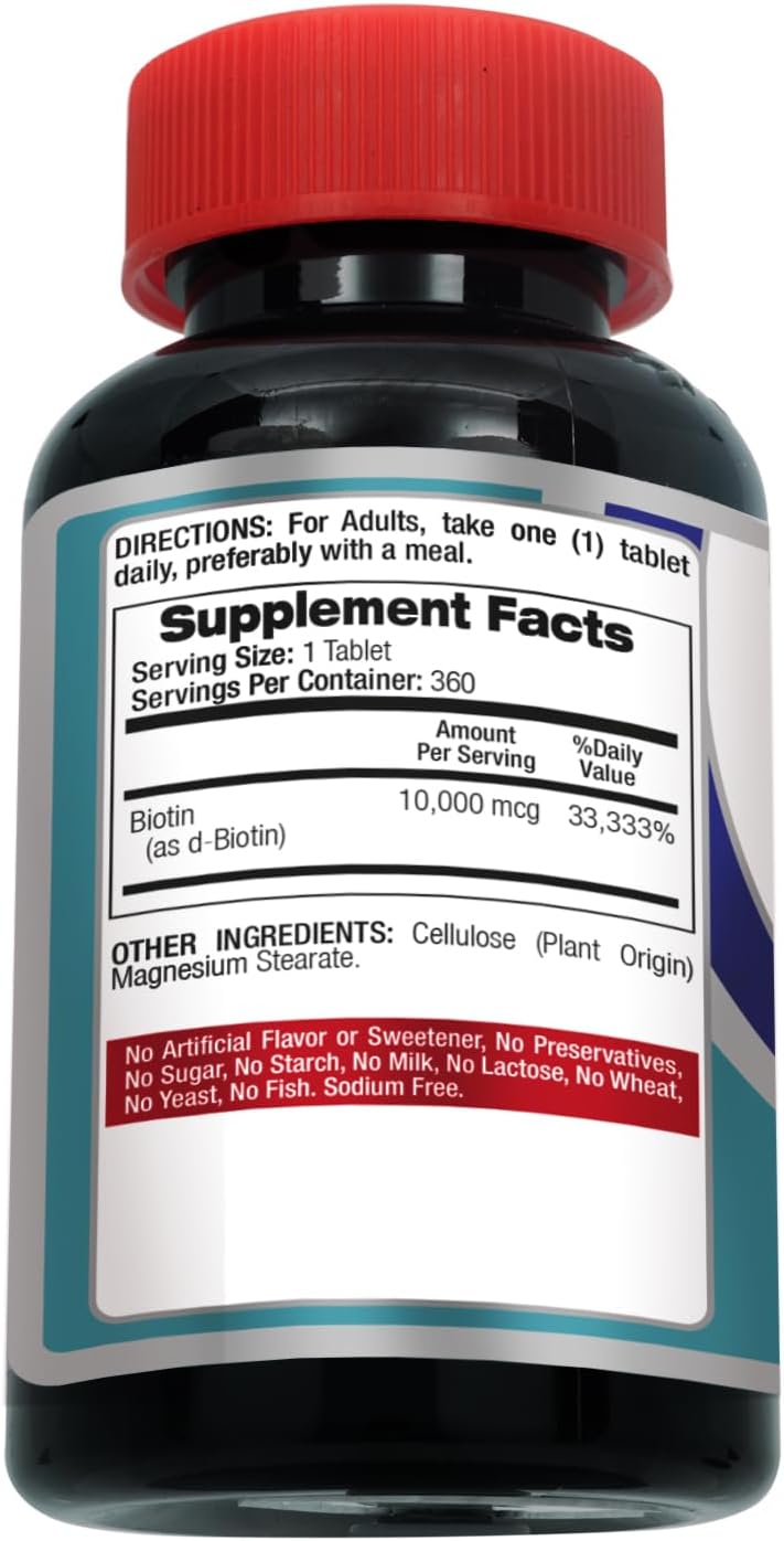 FITO MEDIC'S Lab Biotin 10000mcg - 360 Tablets (High Potency Supplement) - görsel 9