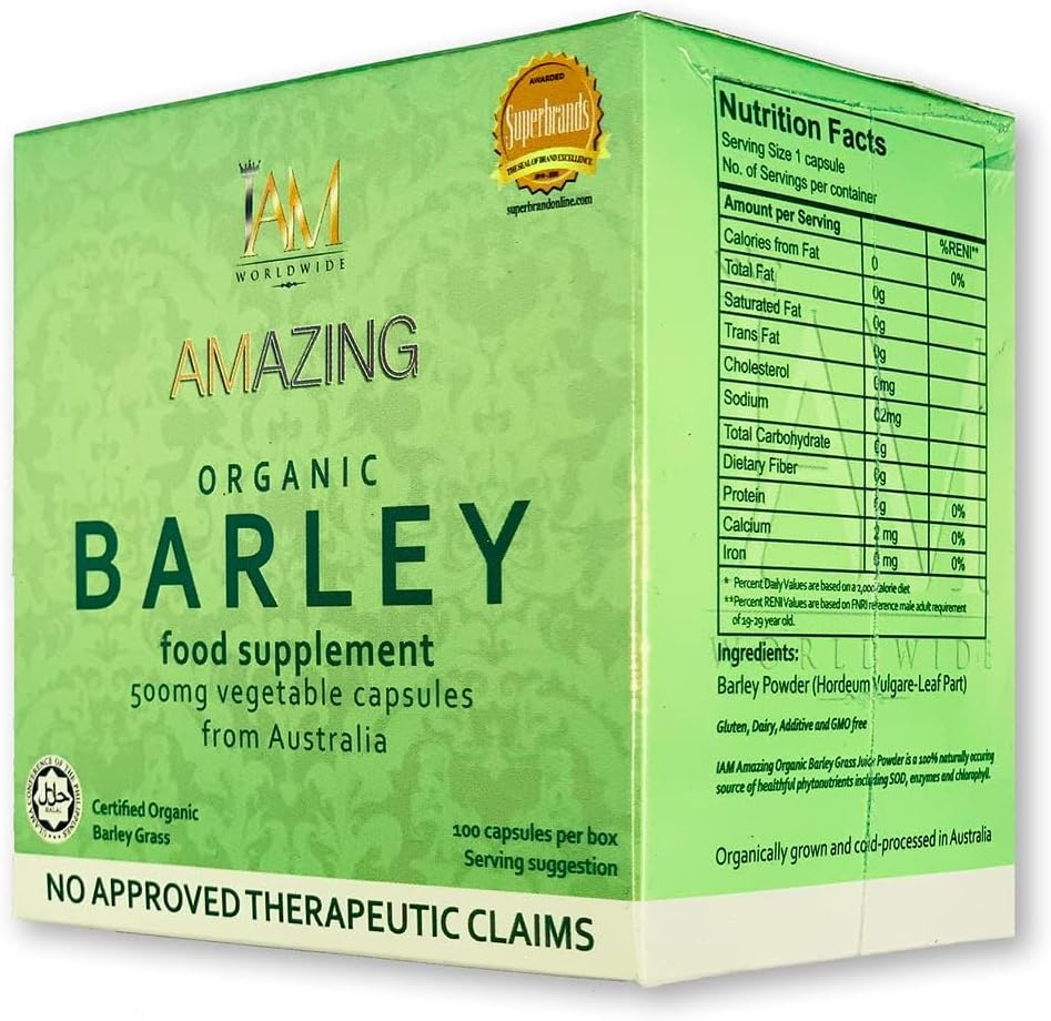 IAM WORLDWIDE Amazing Organic Barley Capsule from Australia 100 Capsules x 500 mg - görsel 1