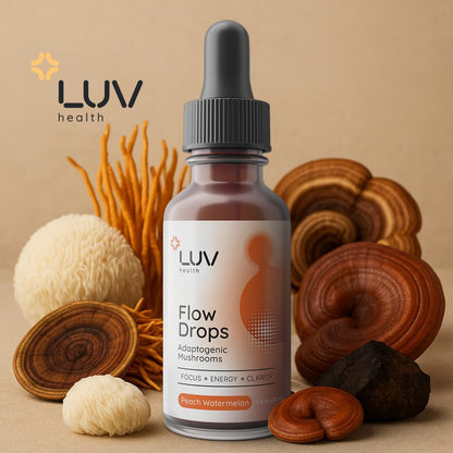 Flow Drops® – Energy Support for Focus, Mental Clarity & Immune Health with Adaptogenic Mushrooms – Lion’s Mane, Cordyceps, Reishi, Chaga & Turkey Tail – Vegan, Made in USA – 90 Servings