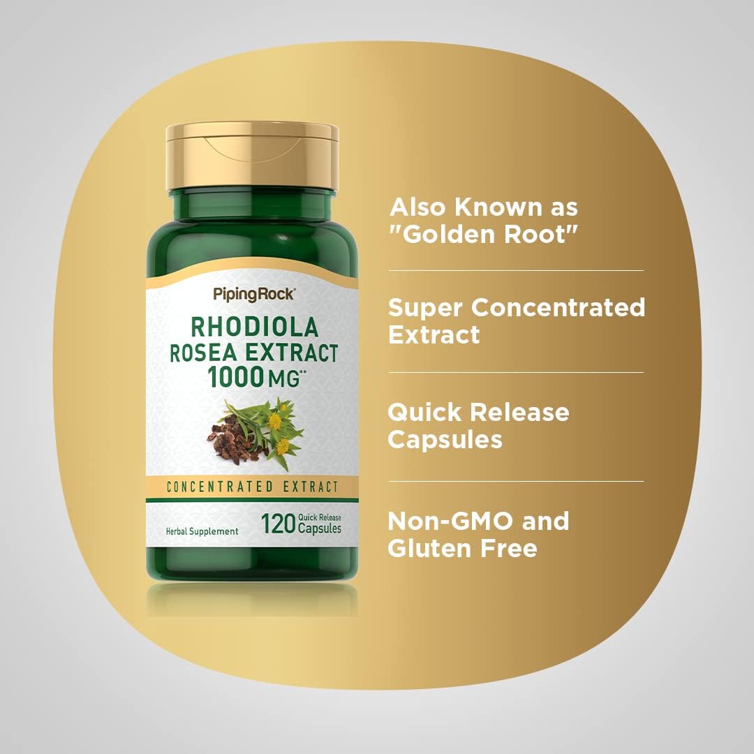 Piping Rock Rhodiola Rosea Food Supplement | 120 Capsules | Super Concentrated Extract - görsel 4