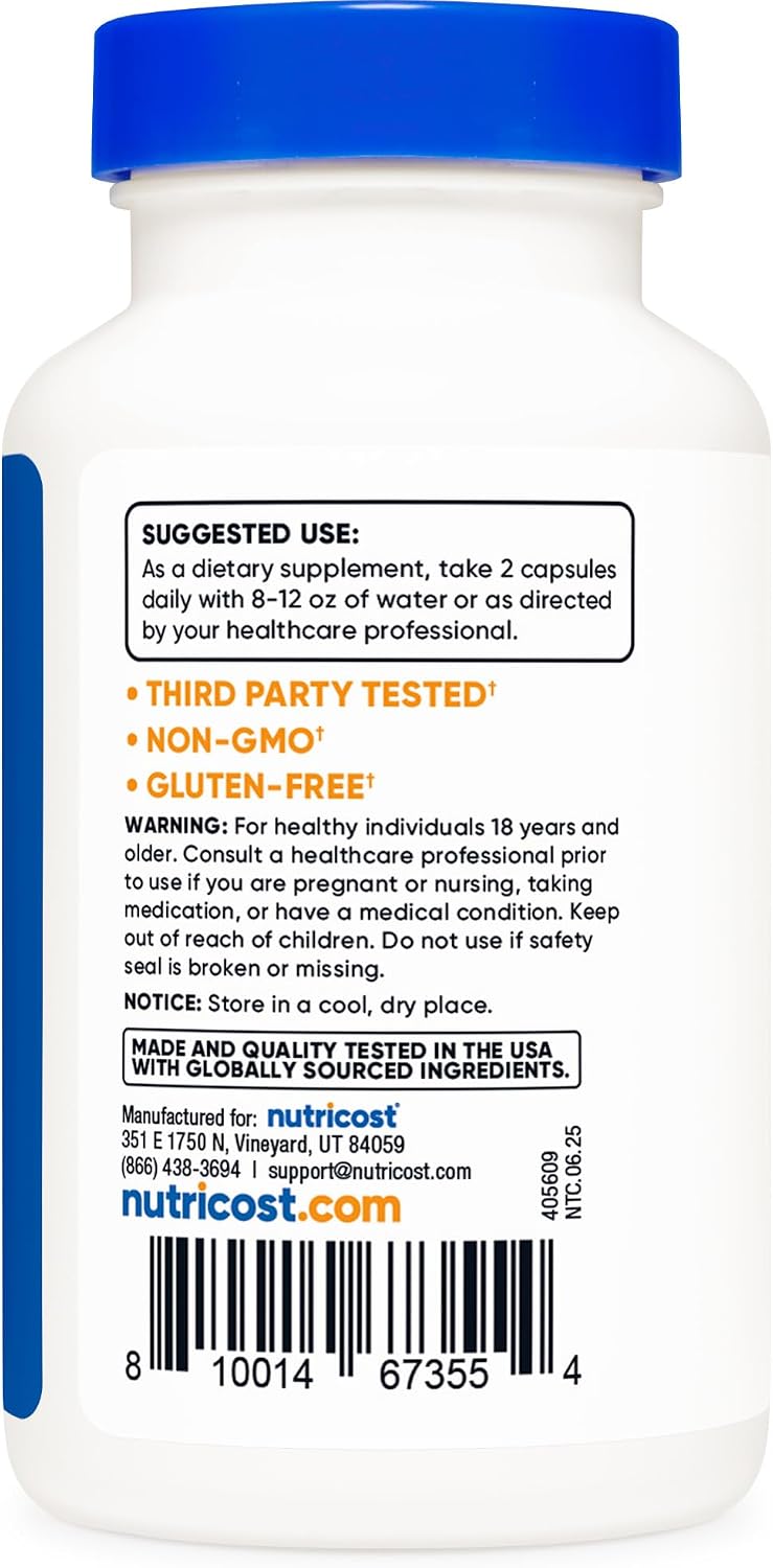 Nutricost SAM-e (S-Adenosyl-L-Methionine) 400mg Per Serving, 120 Capsules (60 Servings) - görsel 5