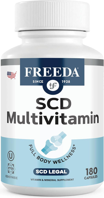 FREEDA SCD Multivitamin – Daily Multivitamin Supplement for Men & Women – SCD Legal – Vegan – 180 Capsules