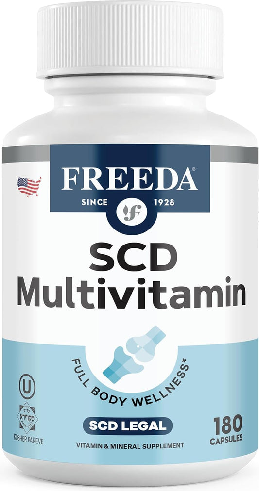 FREEDA SCD Multivitamin – Daily Multivitamin Supplement for Men & Women – SCD Legal – Vegan – 180 Capsules