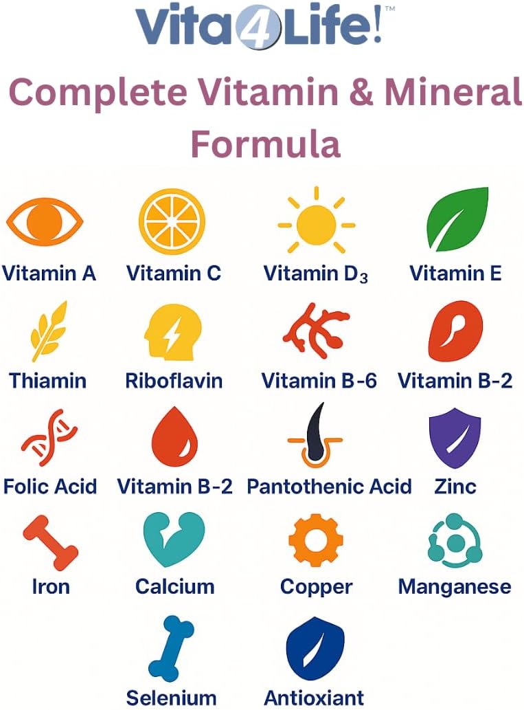 Vita4Life!® Multi-Standard Formula • Complete Vitamin & Mineral Complex • 360 Capsules • Fast-Dissolve Veggie Caps • No Fillers, GMO, Gluten, Dairy • 50+ Nutrients (A-Zinc) - görsel 5