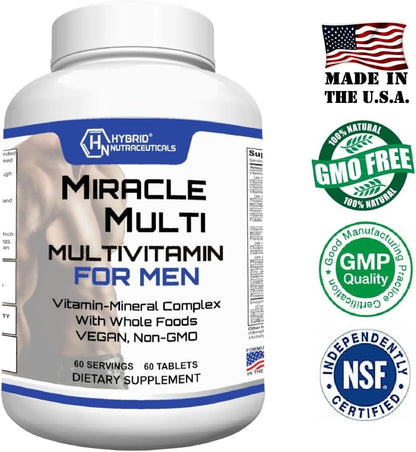 MiracleMulti Performance Blend Men's Multivitamin - with Probiotics, Superfood Enzyme Blend, Non-GMO, 60-Day Supply