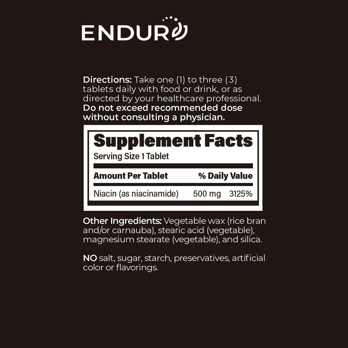 ENDUR-AMIDE - SR (Sustained Release) Niacinamide 500 mg, 200 Tablets - görsel 6