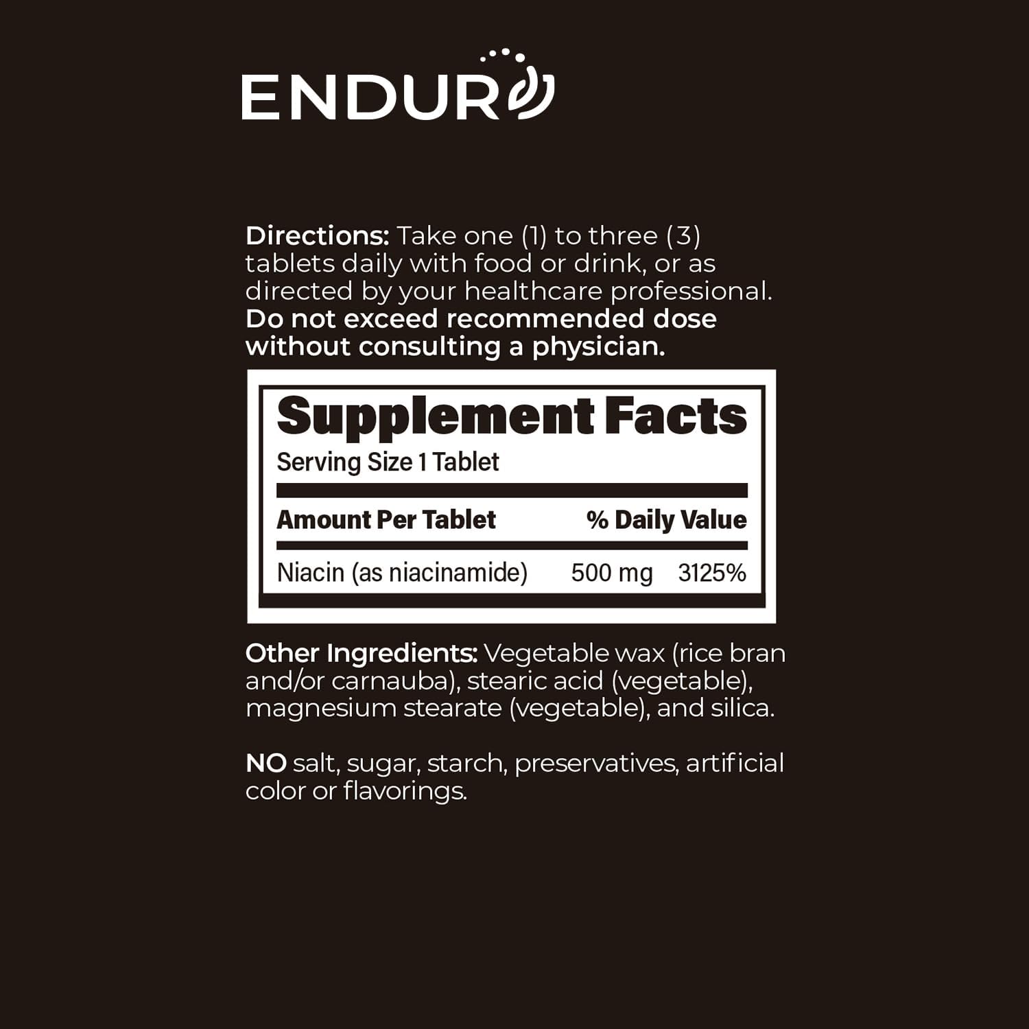 ENDUR-AMIDE Sustained-Release Niacinamide 500mg | Supports Normal Skin & Energy-Yielding Metabolism | Gluten-free (90 Tablets) - görsel 6