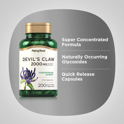 Piping Rock Devil's Claw | 200 Capsules | Herbal Supplement