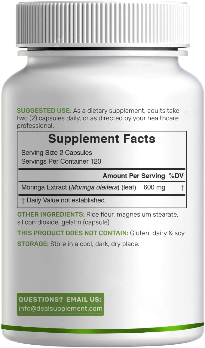 Moringa Capsules 240 Capsules – Maximum Strength Pure Moringa Leaf Extract – Complete Green Superfood Supplement - görsel 7