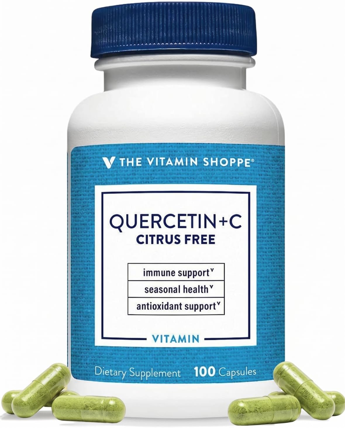 The Vitamin Shoppe Quercetin + C – Citrus Free – 1400mg Vitamin C & 500mg Quercetin – Immune Support – 100 Capsules - görsel 1