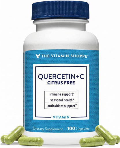 The Vitamin Shoppe Quercetin + C – Citrus Free – 1400mg Vitamin C & 500mg Quercetin – Immune Support – 100 Capsules