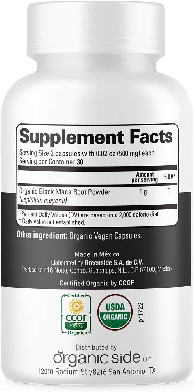 Organic Black Maca 60 Capsules | Natural Supplement with Black Maca Root Powder | Plant-Based Capsules for Energy, Vitality, and Hormonal Balance - görsel 2