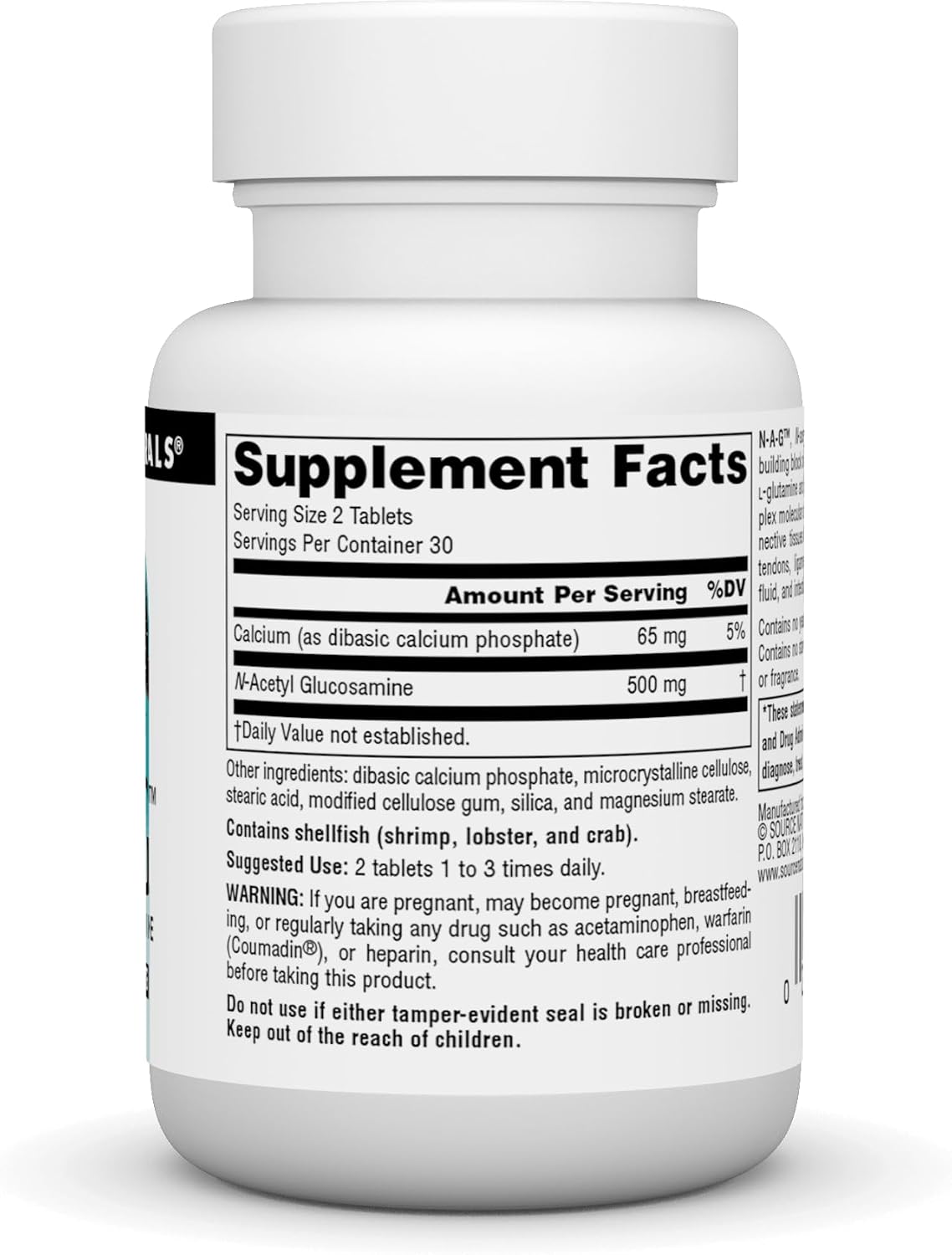 Source Naturals N-A-G, N-Acetyl Glucosamine 250 mg – 60 Tablets - görsel 2