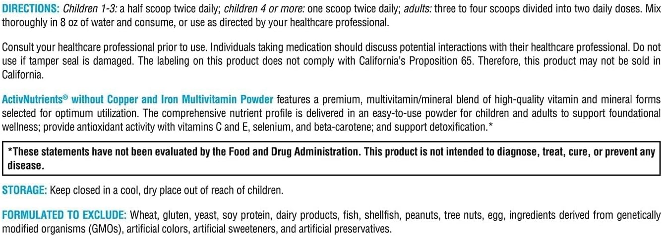XYMOGEN ActivNutrients Without Copper & Iron Multivitamin Powder, Fruit Punch, 60 Servings - görsel 3
