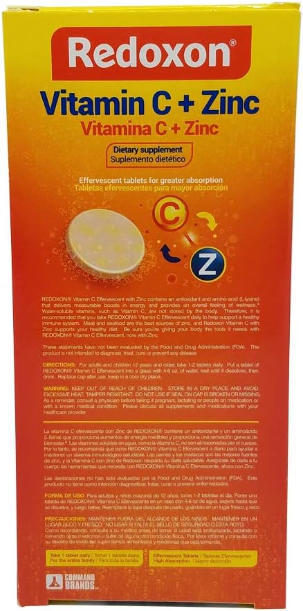 Redoxon Orange Effervescent Vitamin C with Zinc, 20 Tablets (6 Pack) 20 Count - görsel 3