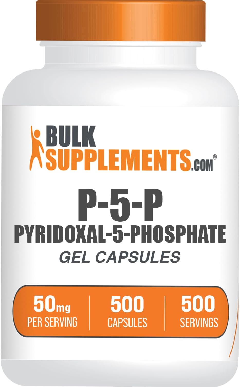 BulkSupplements.com Pyridoxal 5 Phosphate Capsules - P5P Supplement, Vitamin B6 - 50 mg, 500 Capsules - görsel 1