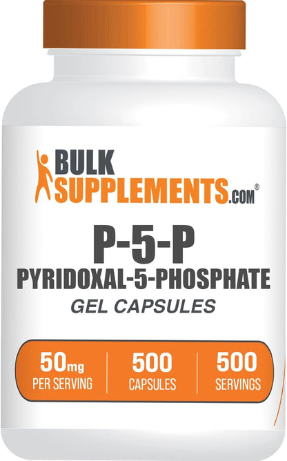 BulkSupplements.com Pyridoxal 5 Phosphate Capsules - P5P Supplement, Vitamin B6 - 50 mg, 500 Capsules