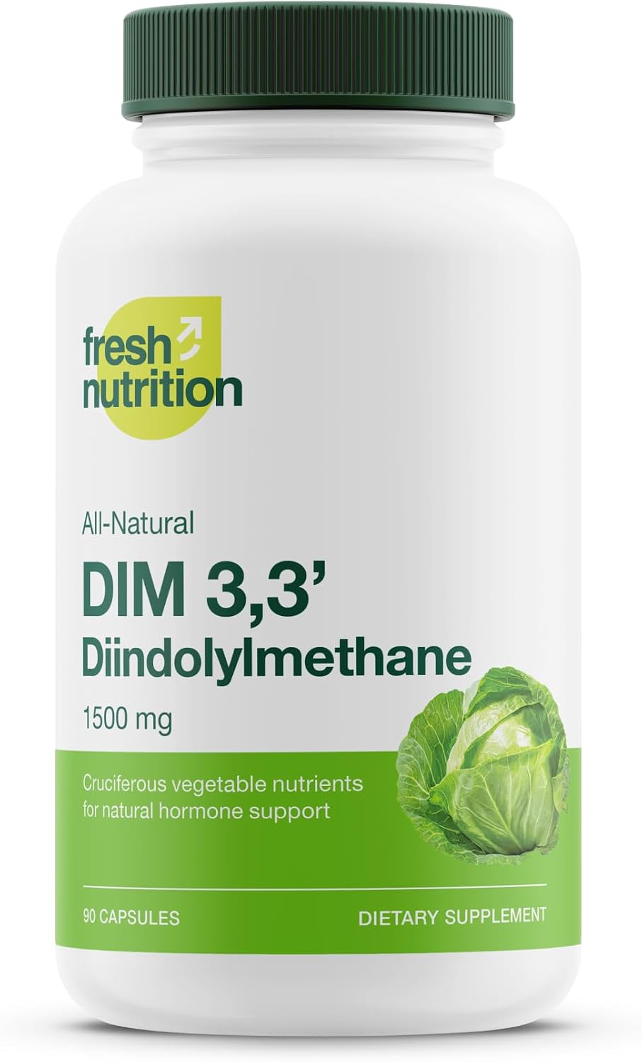 Fresh Nutrition DIM Supplement 500mg – Vegan, Non-GMO, Gluten-Free – 90 Capsules - görsel 1