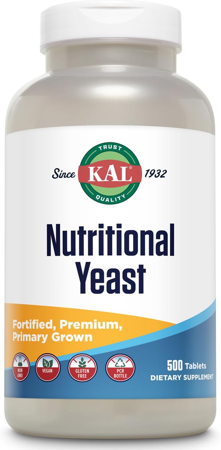 KAL Nutritional Yeast Supplement – Fortified with B Vitamins, Biotin, Folic Acid and Amino Acids – 500 Tablets - görsel 1