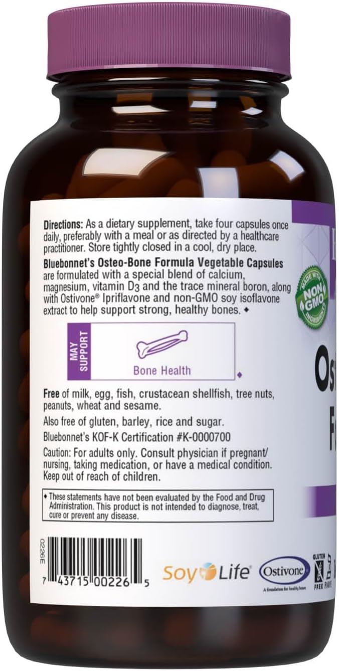 BlueBonnet Osteo-Bone Formula - Bone Health Support, 180 Vegetarian Capsules - görsel 3