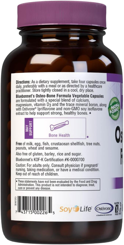 BlueBonnet Osteo-Bone Formula - Bone Health Support, 180 Vegetarian Capsules