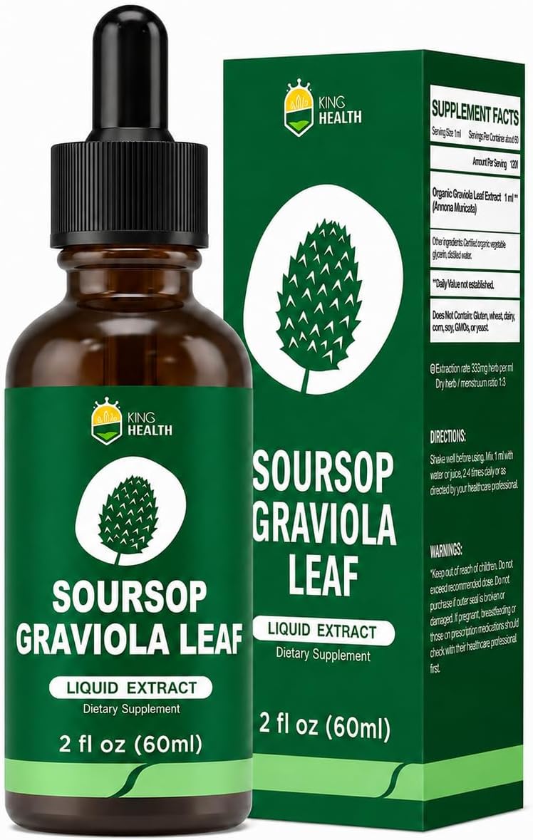 KingHealth Organic Soursop Graviola Leaf Extract Liquid Drops - Pure Herbal Supplement, 30 ml - görsel 10