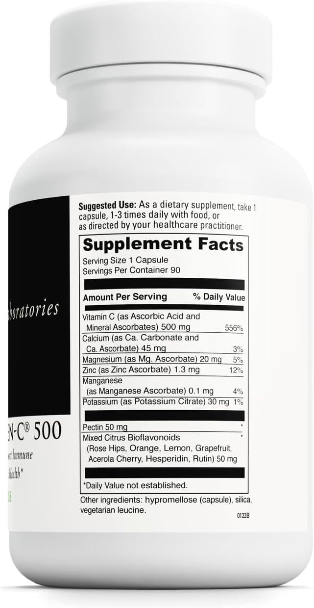 DAVINCI Labs Poten-C 500 - Vitamin C Food Supplement with Minerals and Bioflavonoids - 90 Tablets - görsel 2