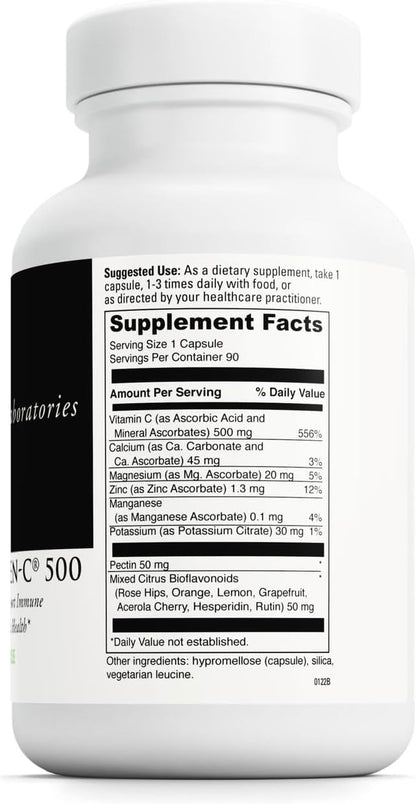 DAVINCI Labs Poten-C 500 - Vitamin C Food Supplement with Minerals and Bioflavonoids - 90 Tablets