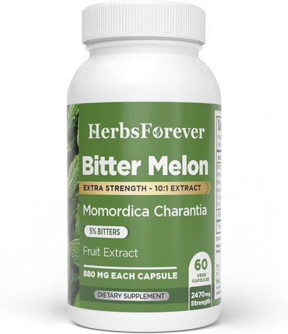 HerbsForever Bittermelon (Karela) Extra Strength (10:1) Extract – 880mg, 60 Veg Capsules