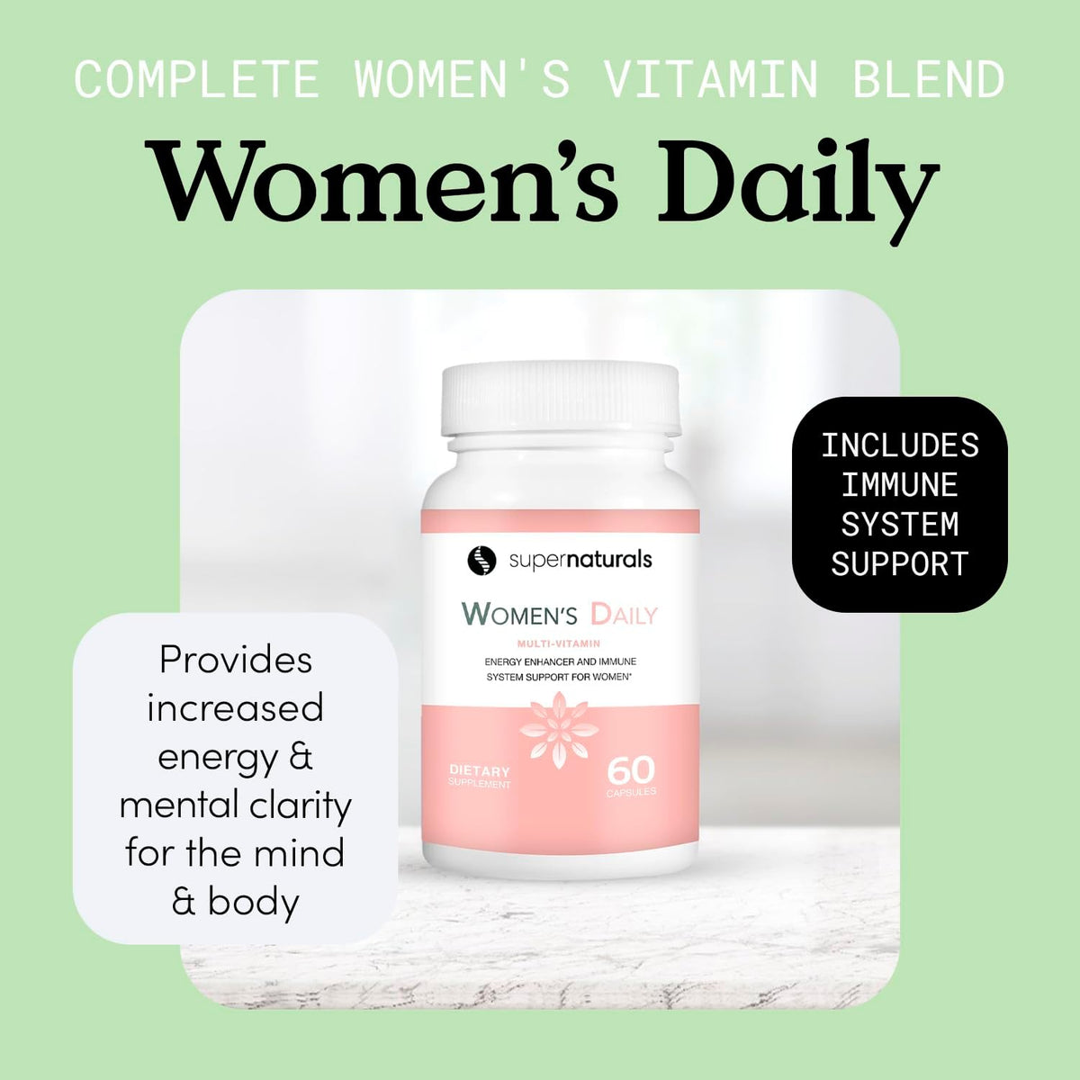 Super Naturals Health Women's Multivitamin - Immune Defence, Vegan - 60 Capsules - görsel 2
