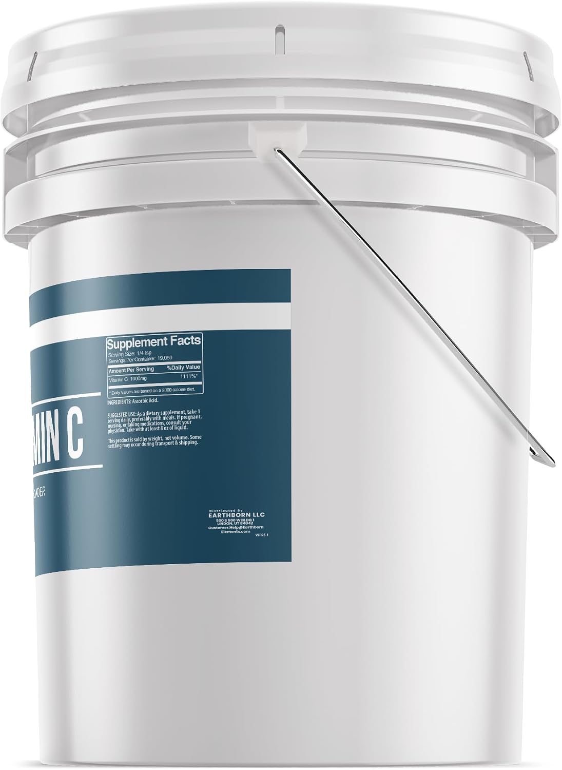 Earthborn Elements Vitamin C Powder - Pure Ascorbic Acid, 5 Gallon Bulk Container - görsel 3