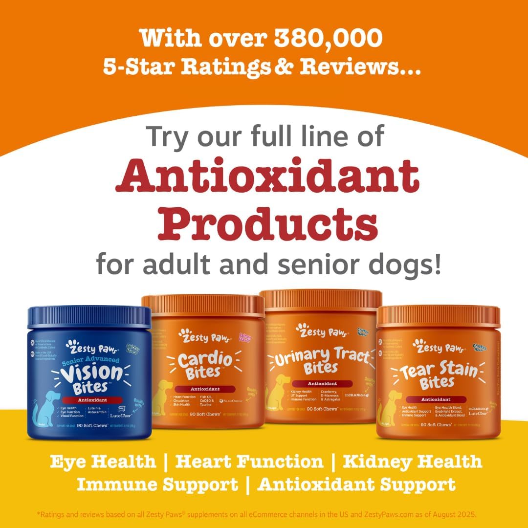 Zesty Paws Cardiovascular Support for Dogs – with CoQ10, Taurine, L-Carnitine & AlaskOmega Fish Oil – Senior Heart Health – Salmon – 90 Chews - görsel 6
