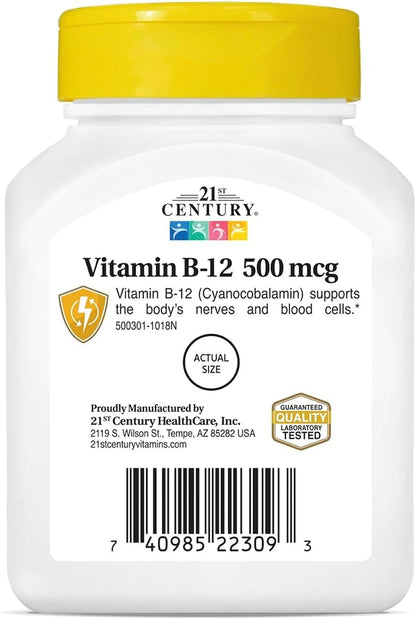 21st Century B-12 500 mcg Tablets, 110 Count (Pack of 2)