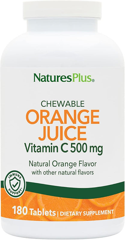 NaturesPlus Orange Juice Chewable Vitamin C - 500 mg, 180 Chewable Tablets